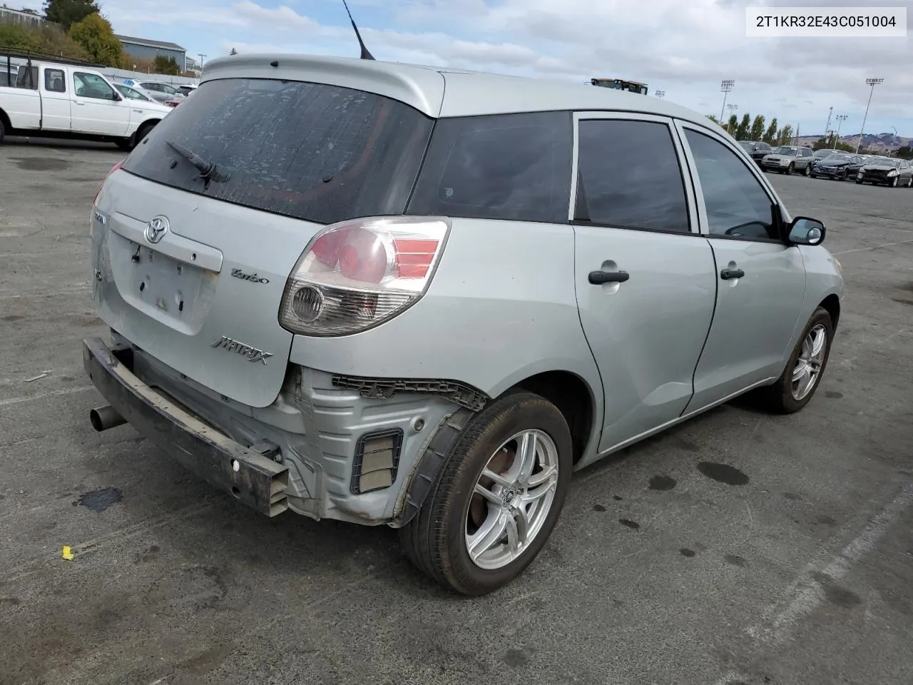 2003 Toyota Corolla Matrix Xr VIN: 2T1KR32E43C051004 Lot: 72174794