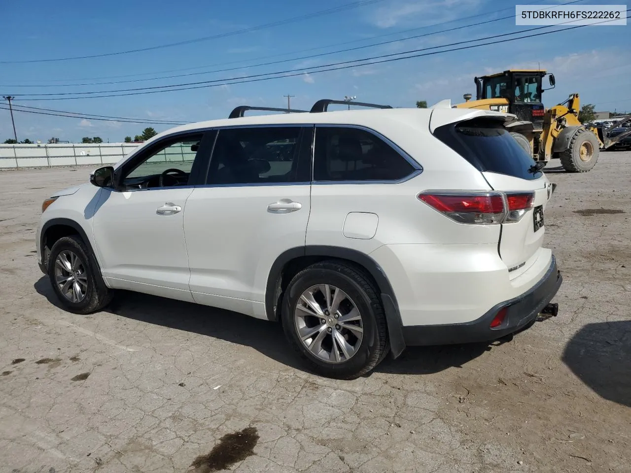 2015 Toyota Highlander Le VIN: 5TDBKRFH6FS222262 Lot: 72405044