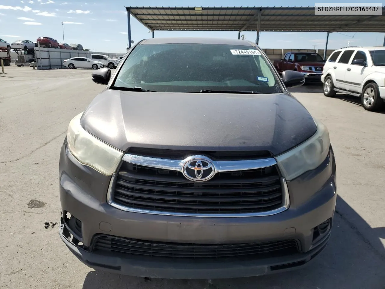 2016 Toyota Highlander Le VIN: 5TDZKRFH7GS165487 Lot: 72449104