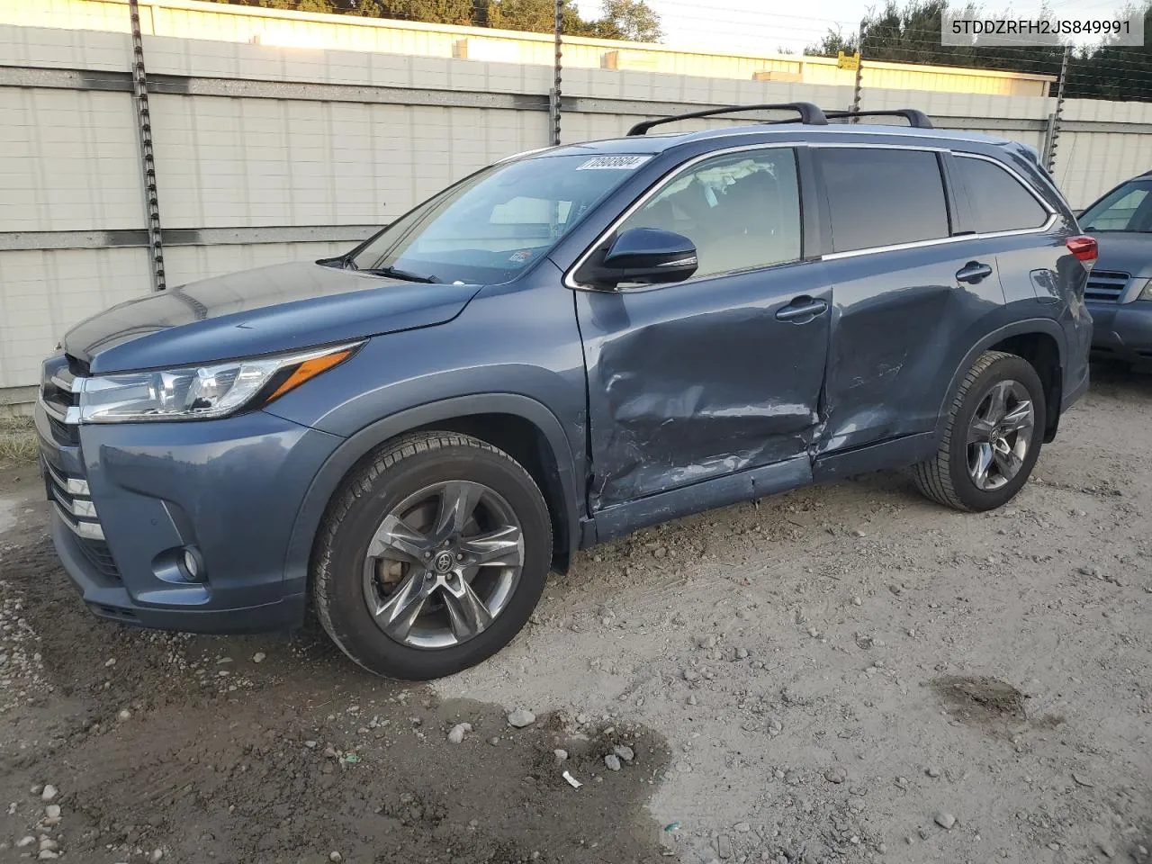 2018 Toyota Highlander Limited VIN: 5TDDZRFH2JS849991 Lot: 70903604