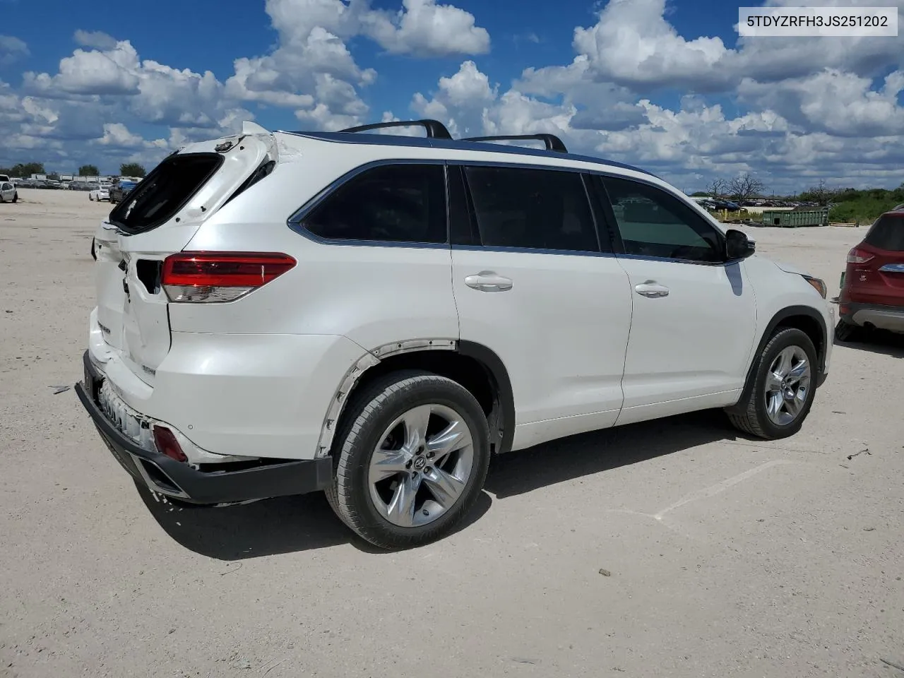 2018 Toyota Highlander Limited VIN: 5TDYZRFH3JS251202 Lot: 72170524