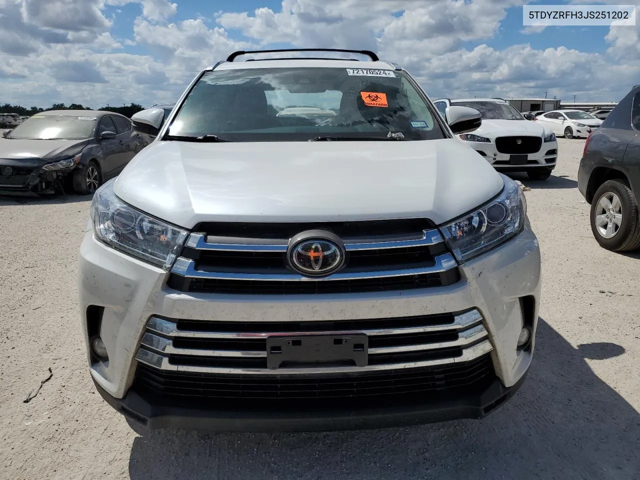 2018 Toyota Highlander Limited VIN: 5TDYZRFH3JS251202 Lot: 72170524