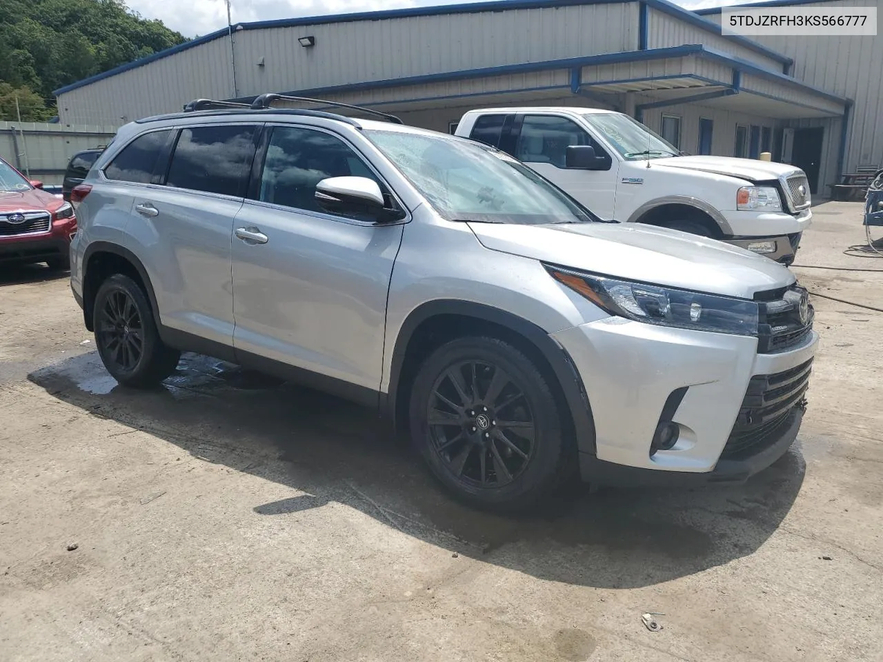 2019 Toyota Highlander Se VIN: 5TDJZRFH3KS566777 Lot: 62963504