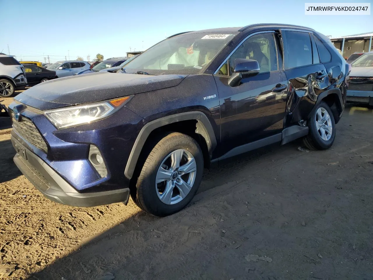 2019 Toyota Rav4 Xle VIN: JTMRWRFV6KD024747 Lot: 71848464