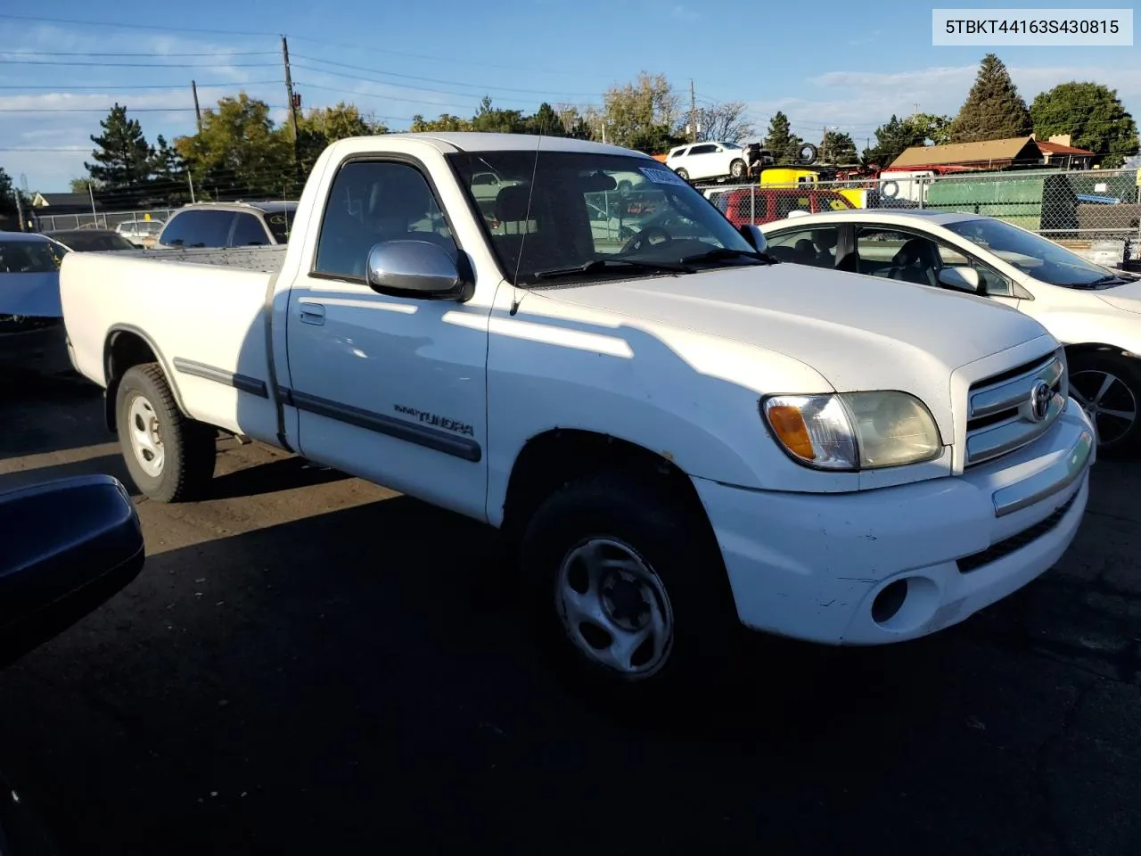 2003 Toyota Tundra Sr5 VIN: 5TBKT44163S430815 Lot: 71828434