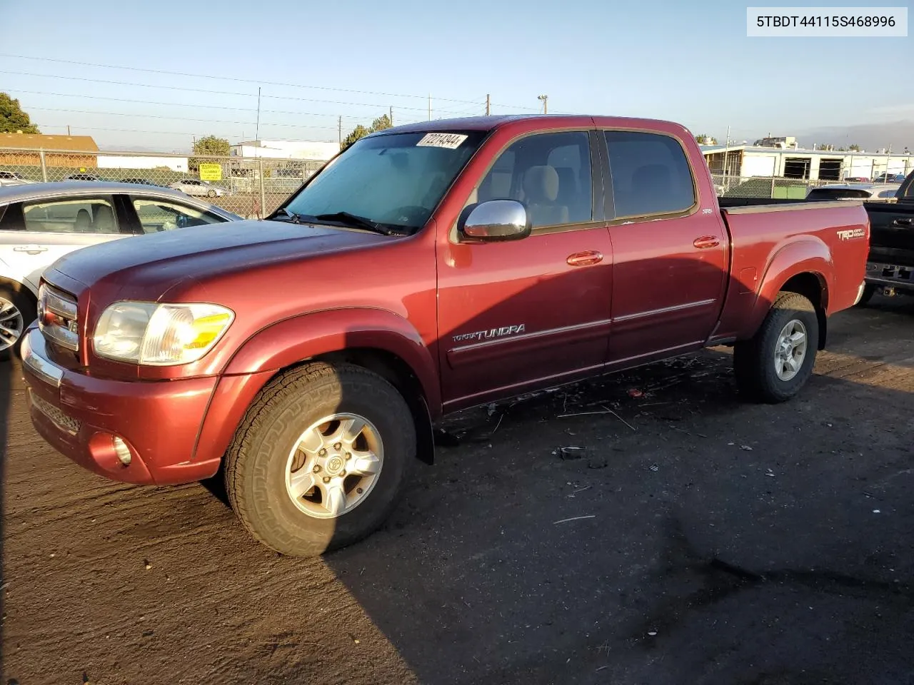 2005 Toyota Tundra Double Cab Sr5 VIN: 5TBDT44115S468996 Lot: 72214344