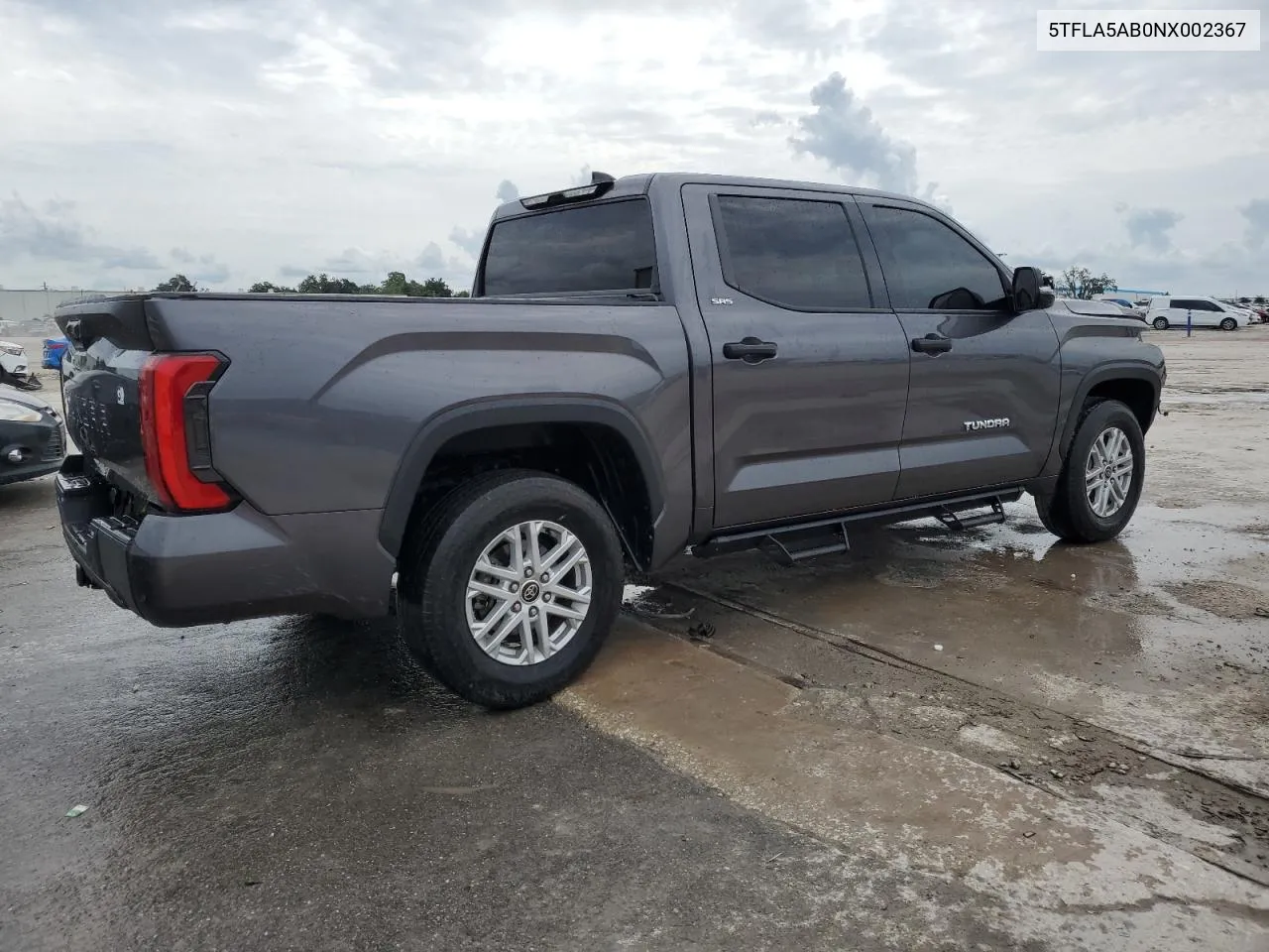 2022 Toyota Tundra Crewmax Sr VIN: 5TFLA5AB0NX002367 Lot: 70986274