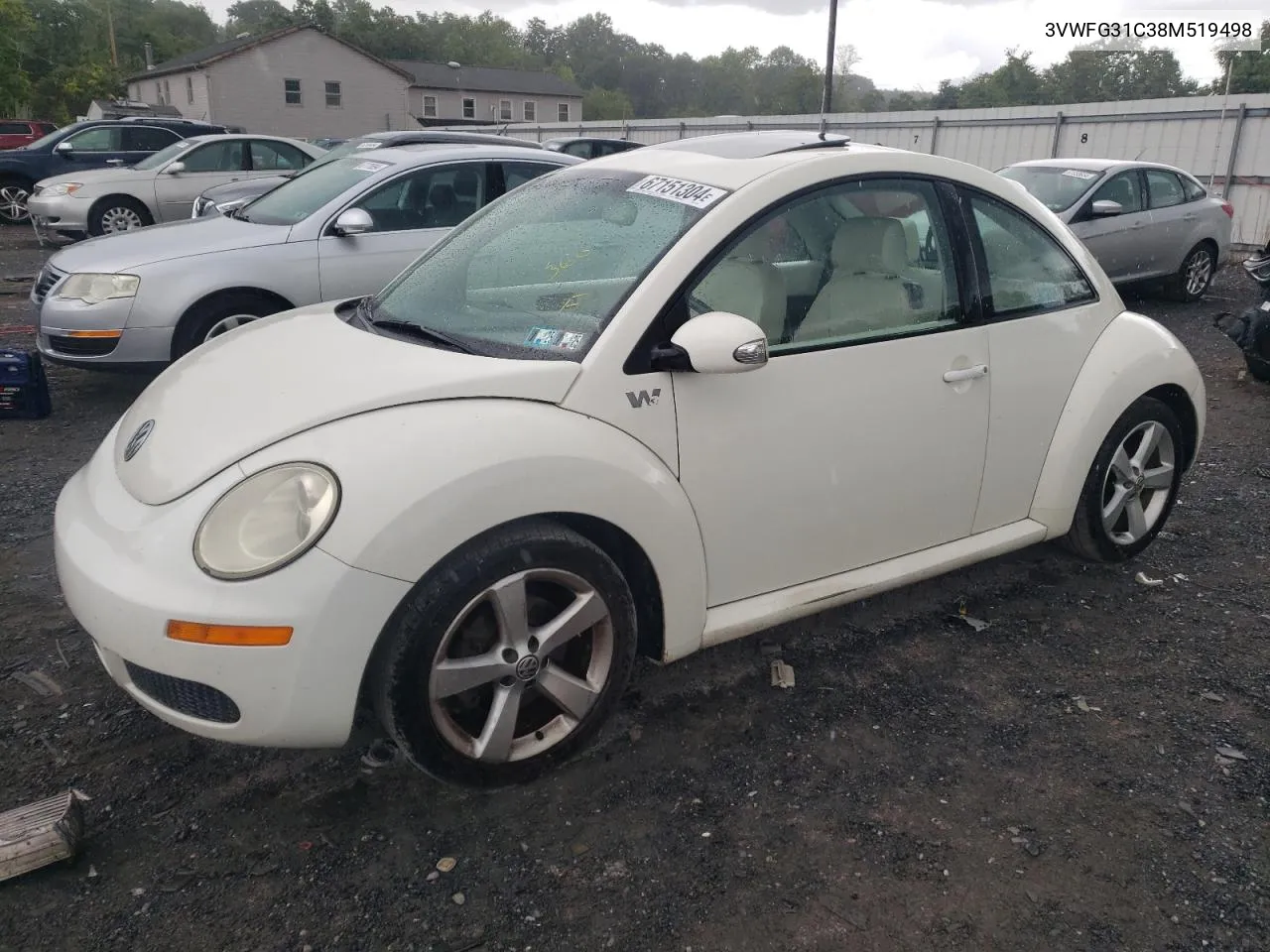 2008 Volkswagen New Beetle Triple White VIN: 3VWFG31C38M519498 Lot: 67151304