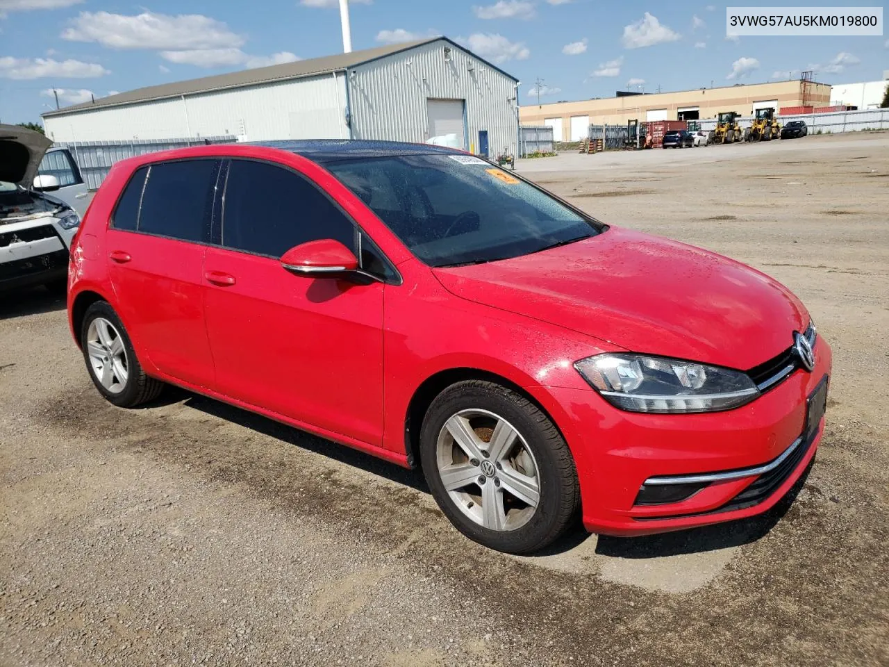 2019 Volkswagen Golf S VIN: 3VWG57AU5KM019800 Lot: 69949044