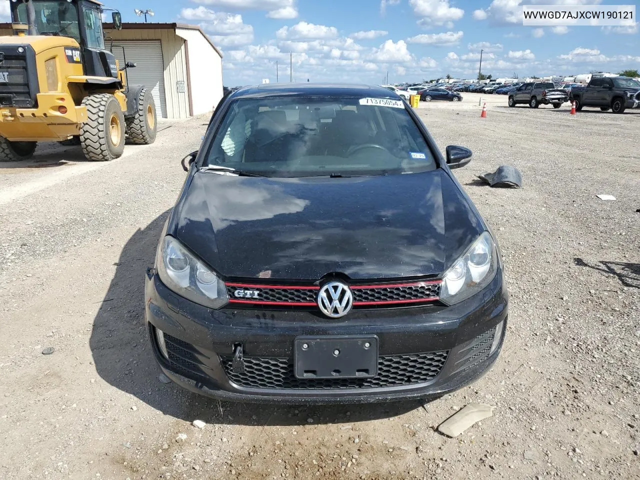 2012 Volkswagen Gti VIN: WVWGD7AJXCW190121 Lot: 71375054