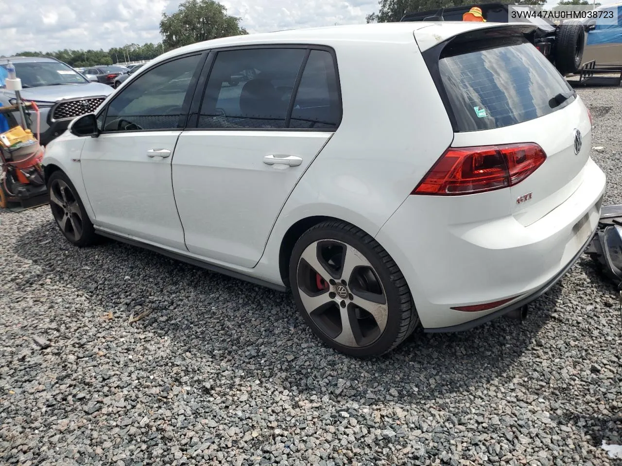 2017 Volkswagen Gti S/Se VIN: 3VW447AU0HM038723 Lot: 71465624