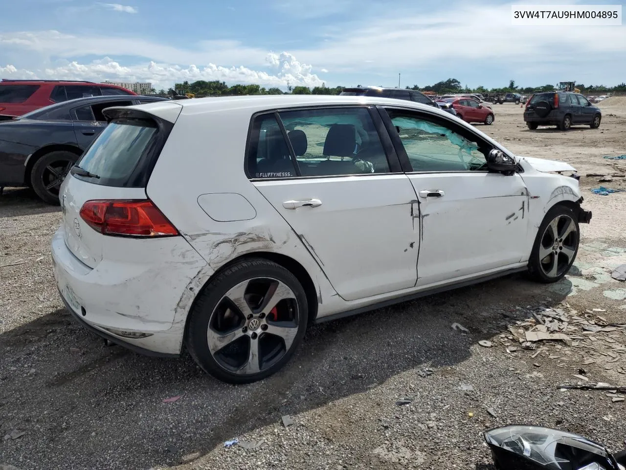 2017 Volkswagen Gti S VIN: 3VW4T7AU9HM004895 Lot: 71884894