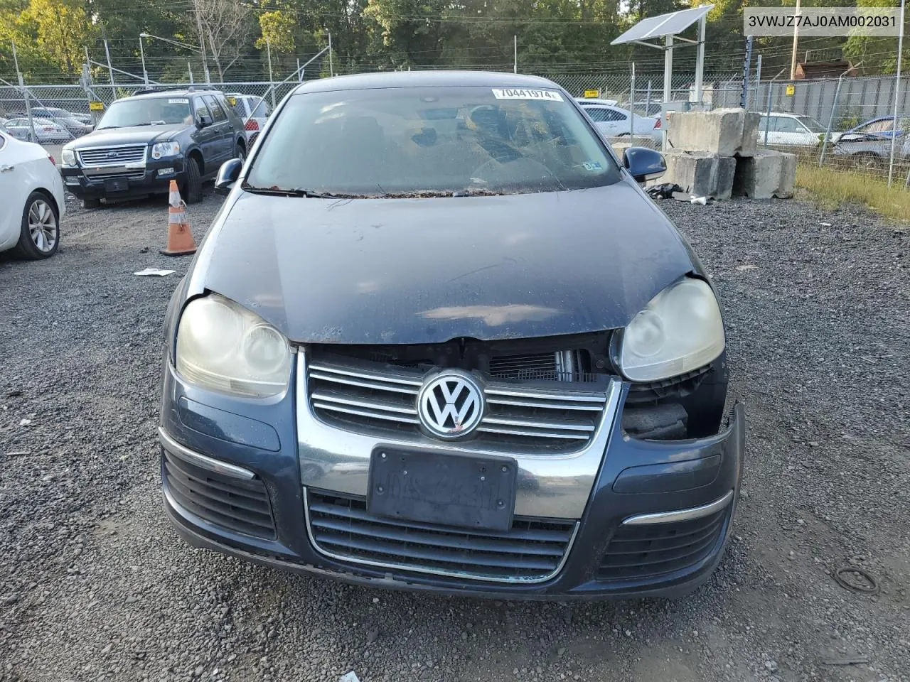 2010 Volkswagen Jetta S VIN: 3VWJZ7AJ0AM002031 Lot: 70441974