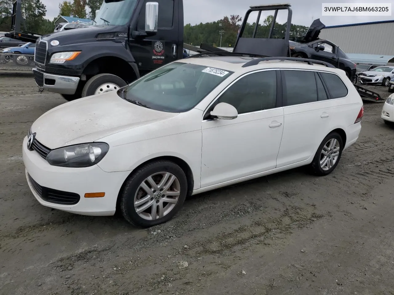 2011 Volkswagen Jetta Tdi VIN: 3VWPL7AJ6BM663205 Lot: 71875234