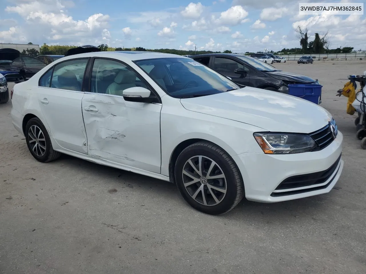 2017 Volkswagen Jetta Se VIN: 3VWDB7AJ7HM362845 Lot: 72417464