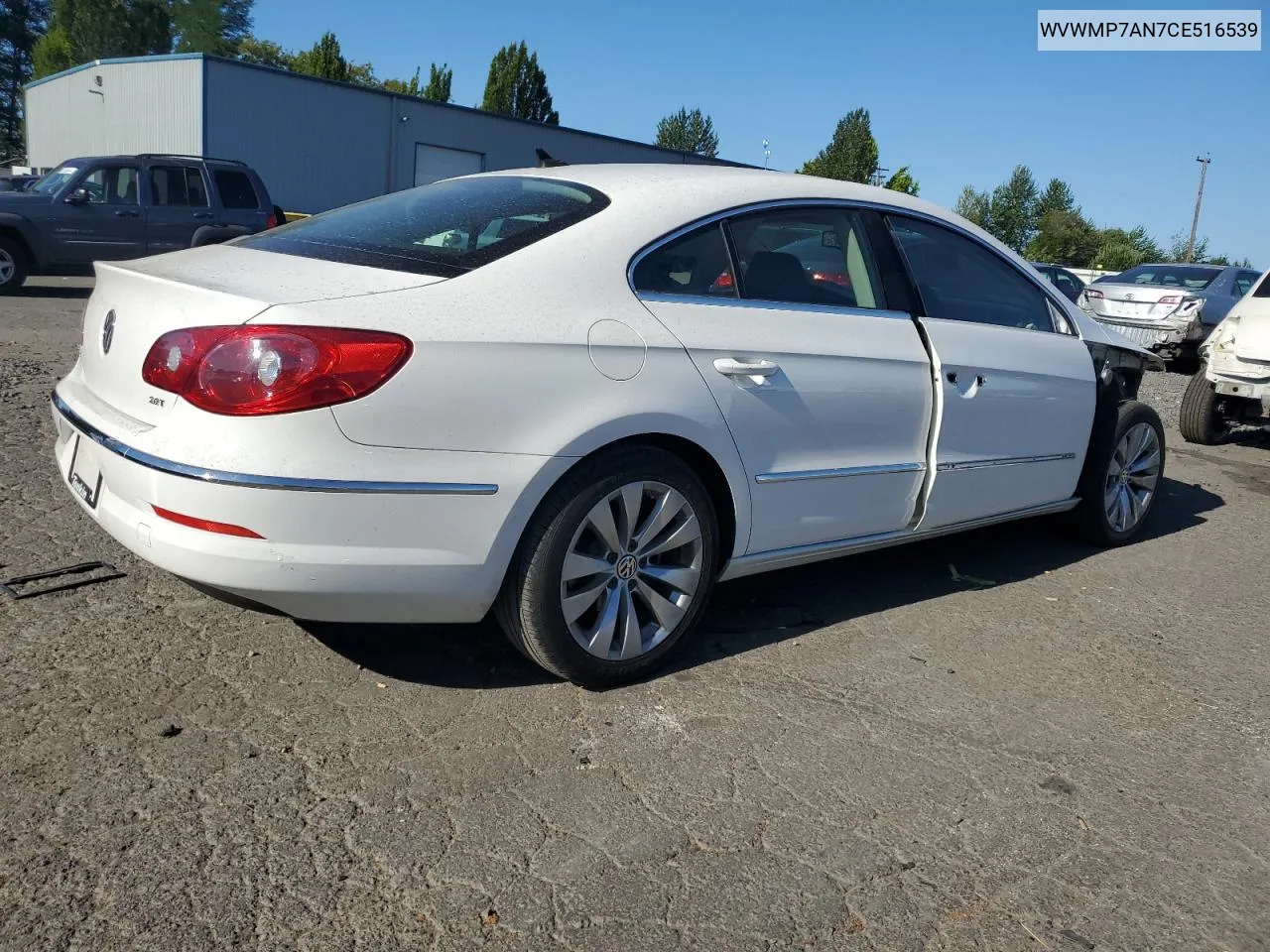 2012 Volkswagen Cc Sport VIN: WVWMP7AN7CE516539 Lot: 63139654