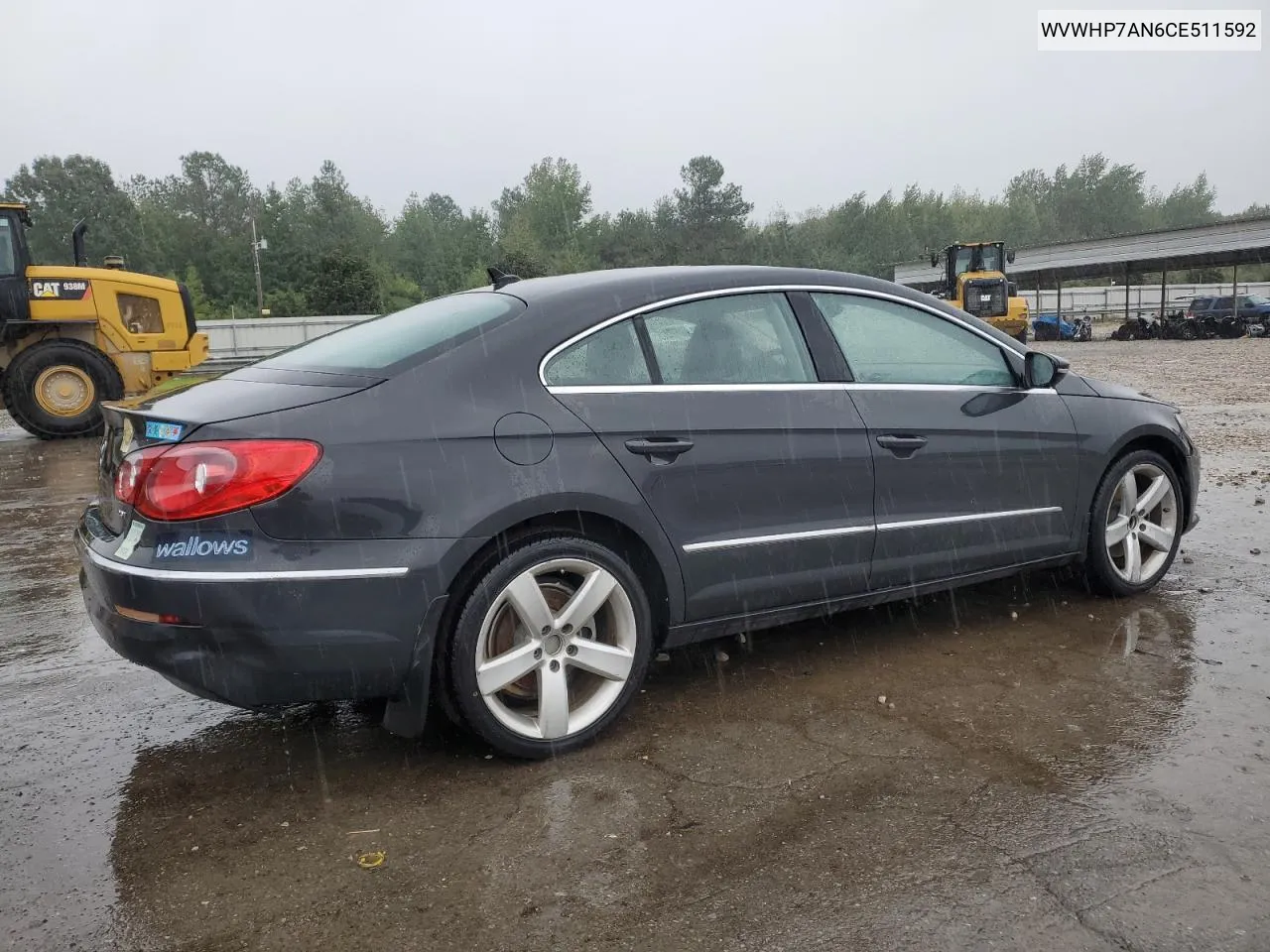 2012 Volkswagen Cc Luxury VIN: WVWHP7AN6CE511592 Lot: 71062094