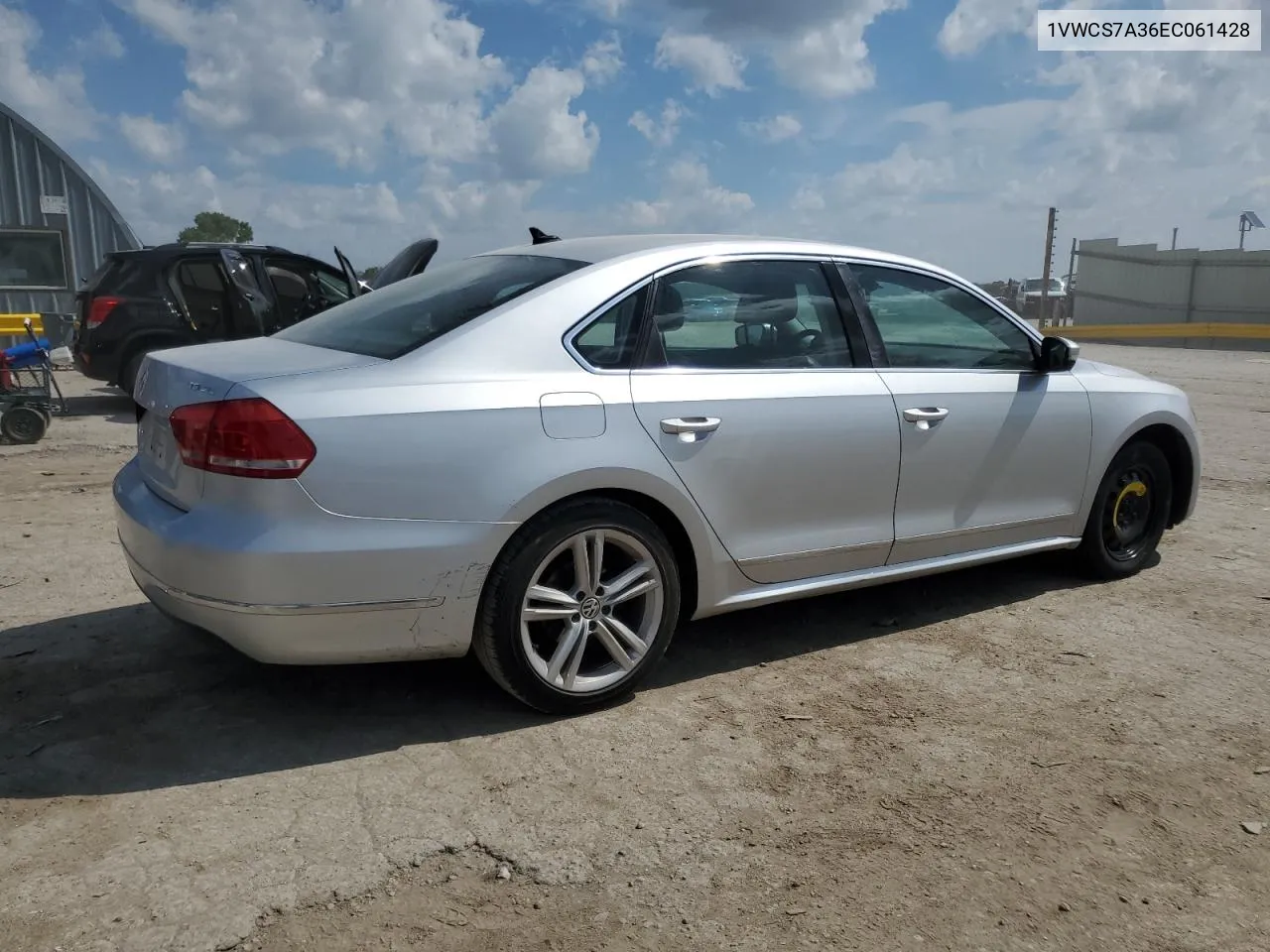 1VWCS7A36EC061428 2014 Volkswagen Passat Sel