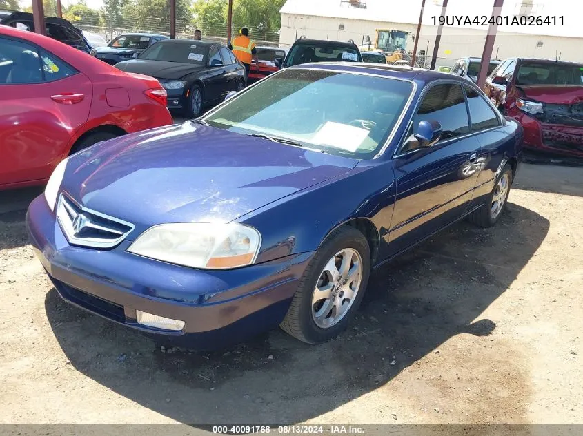 2001 Acura 3.2Cl VIN: 19UYA42401A026411 Lot: 40091768