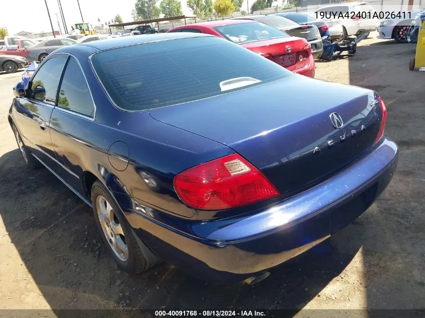 2001 Acura 3.2Cl VIN: 19UYA42401A026411 Lot: 40091768