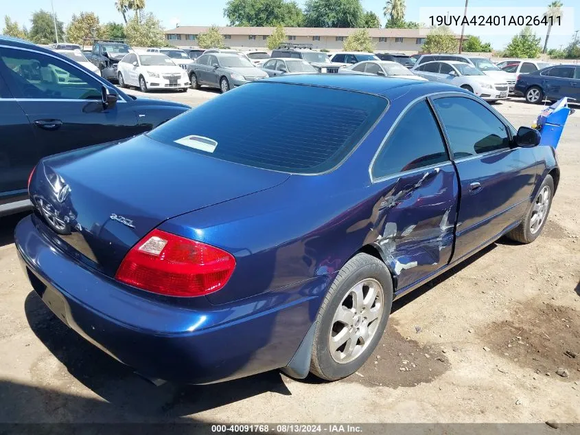 2001 Acura 3.2Cl VIN: 19UYA42401A026411 Lot: 40091768