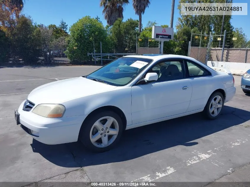 2001 Acura Cl 3.2 Type S VIN: 19UYA42631A024881 Lot: 40313426