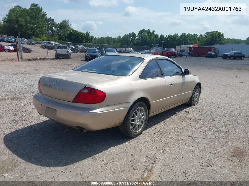 2002 Acura Cl 3.2 VIN: 19UYA42432A001763 Lot: 39980883