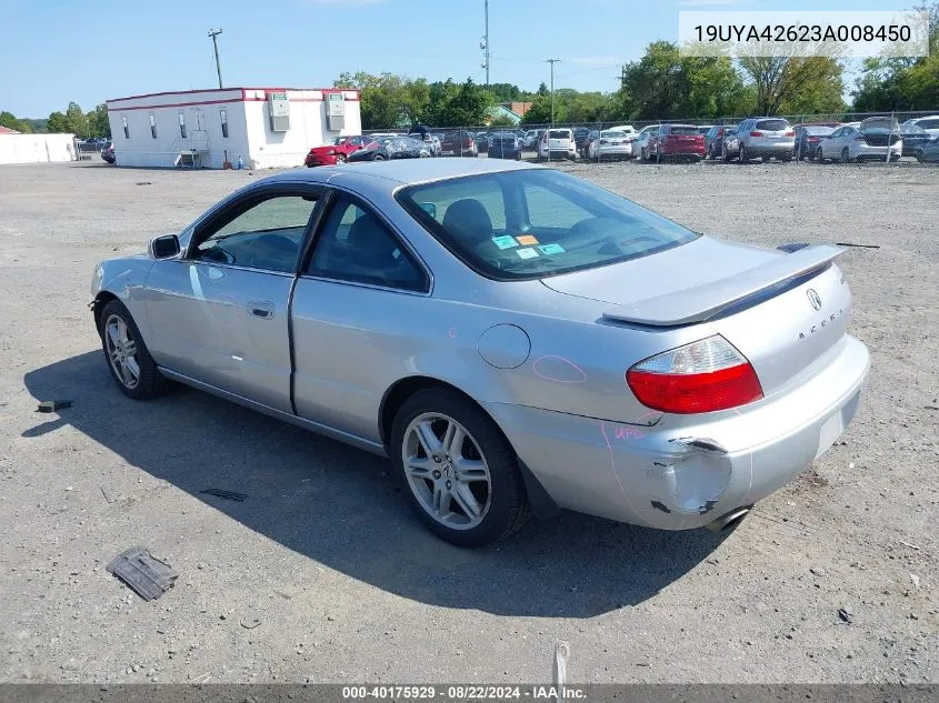 2003 Acura Cl 3.2 Type S Automatic VIN: 19UYA42623A008450 Lot: 40175929