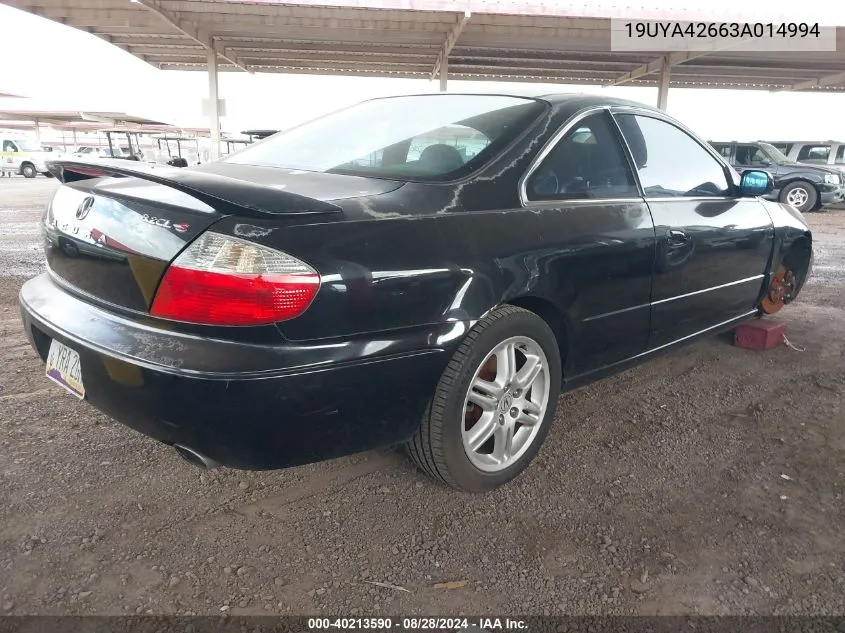 2003 Acura Cl 3.2 Type S Automatic VIN: 19UYA42663A014994 Lot: 40213590