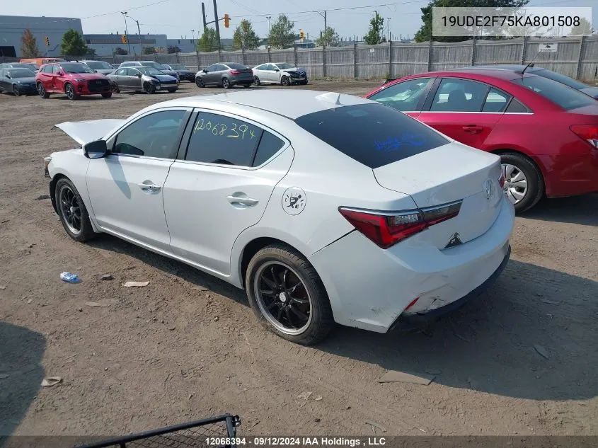 2019 Acura Ilx VIN: 19UDE2F75KA801508 Lot: 12068394