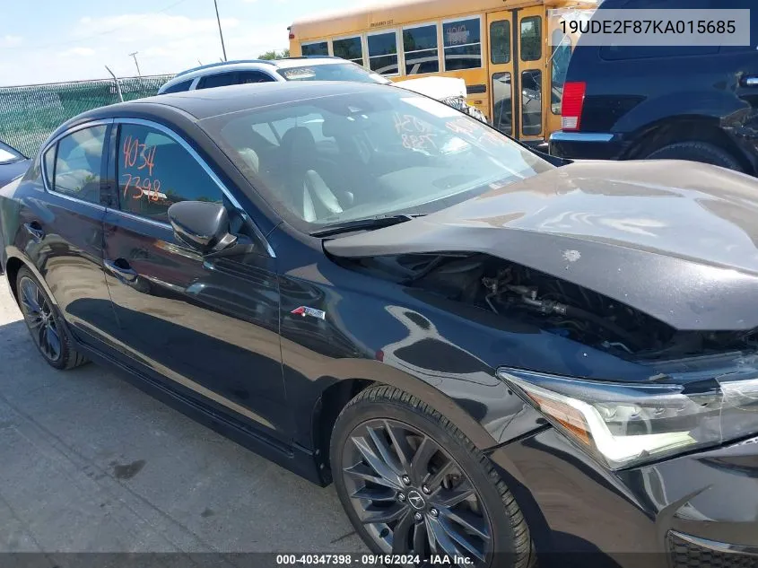 2019 Acura Ilx Premium A-Spec Packages/Technology A-Spec Packages VIN: 19UDE2F87KA015685 Lot: 40347398