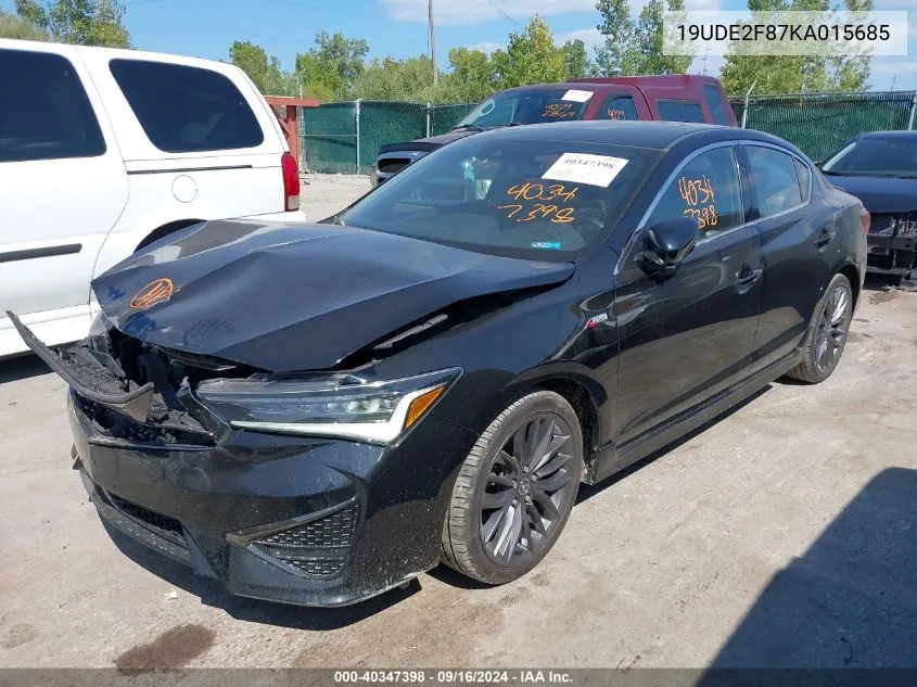 2019 Acura Ilx Premium A-Spec Packages/Technology A-Spec Packages VIN: 19UDE2F87KA015685 Lot: 40347398