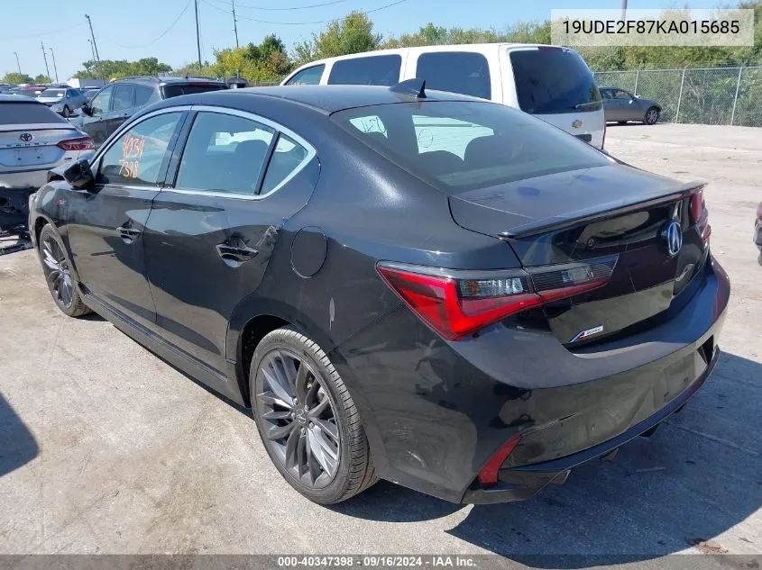 2019 Acura Ilx Premium A-Spec Packages/Technology A-Spec Packages VIN: 19UDE2F87KA015685 Lot: 40347398