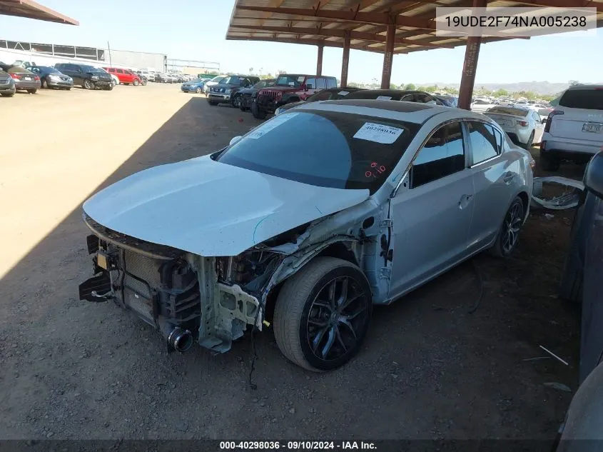 2022 Acura Ilx Premium Package VIN: 19UDE2F74NA005238 Lot: 40298036