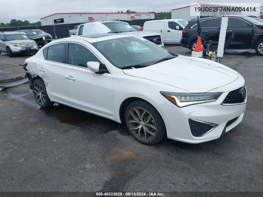 2022 Acura Ilx Premium Package VIN: 19UDE2F74NA004414 Lot: 40333929