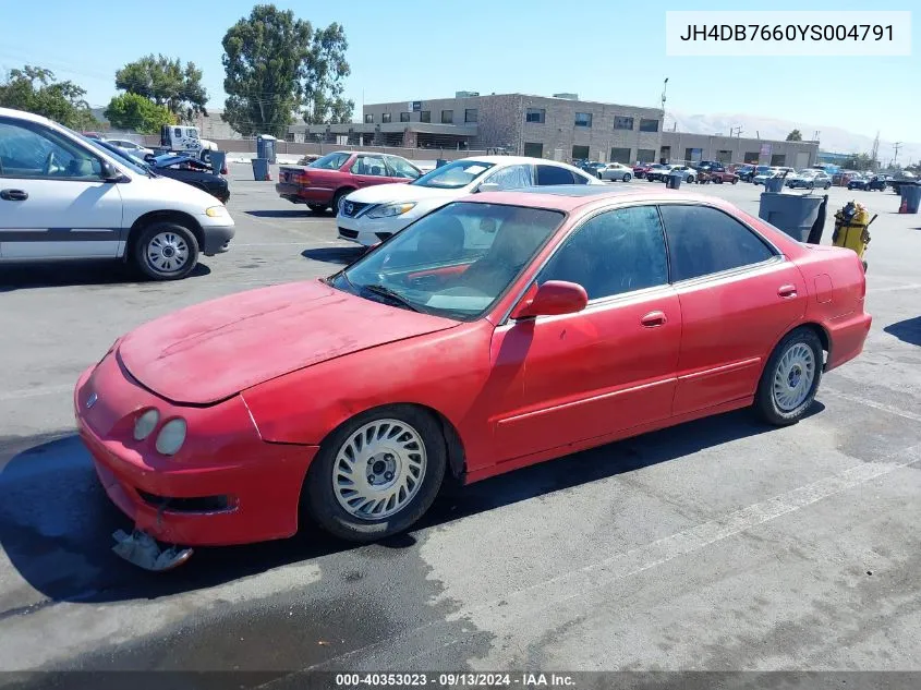 2000 Acura Integra Gs VIN: JH4DB7660YS004791 Lot: 40353023