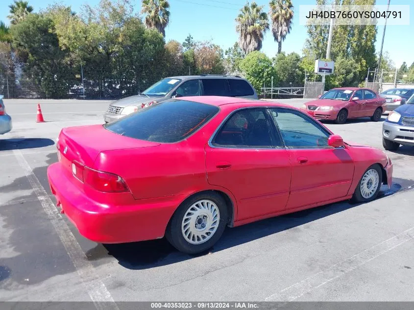 2000 Acura Integra Gs VIN: JH4DB7660YS004791 Lot: 40353023