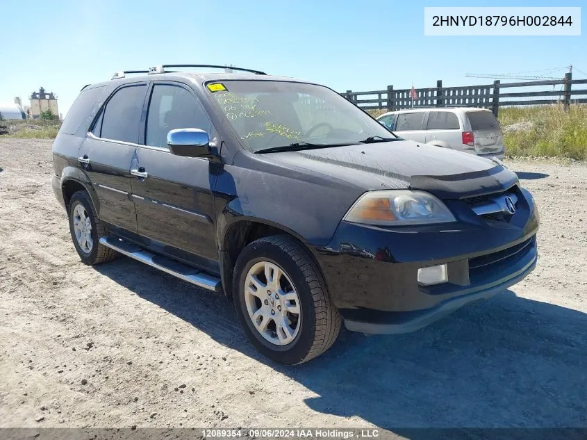 2006 Acura Mdx VIN: 2HNYD18796H002844 Lot: 12089354