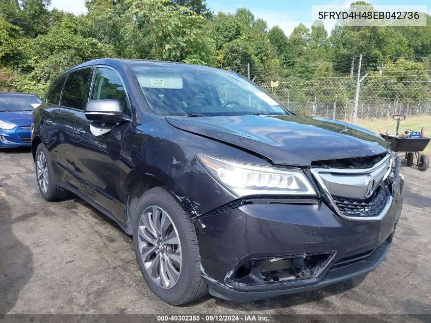 2014 Acura Mdx Technology Package VIN: 5FRYD4H48EB042736 Lot: 40302355