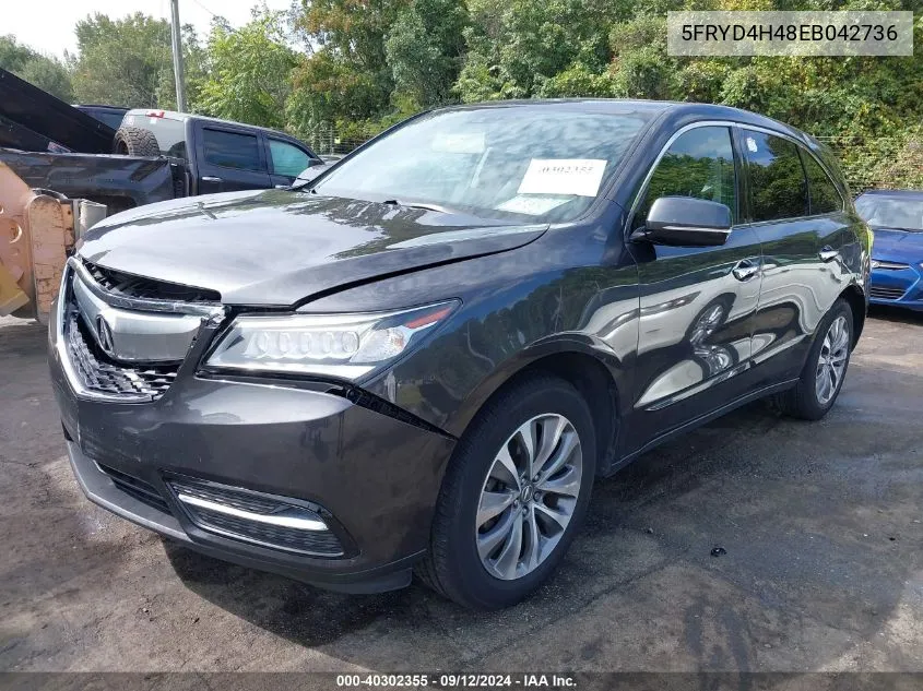 2014 Acura Mdx Technology Package VIN: 5FRYD4H48EB042736 Lot: 40302355