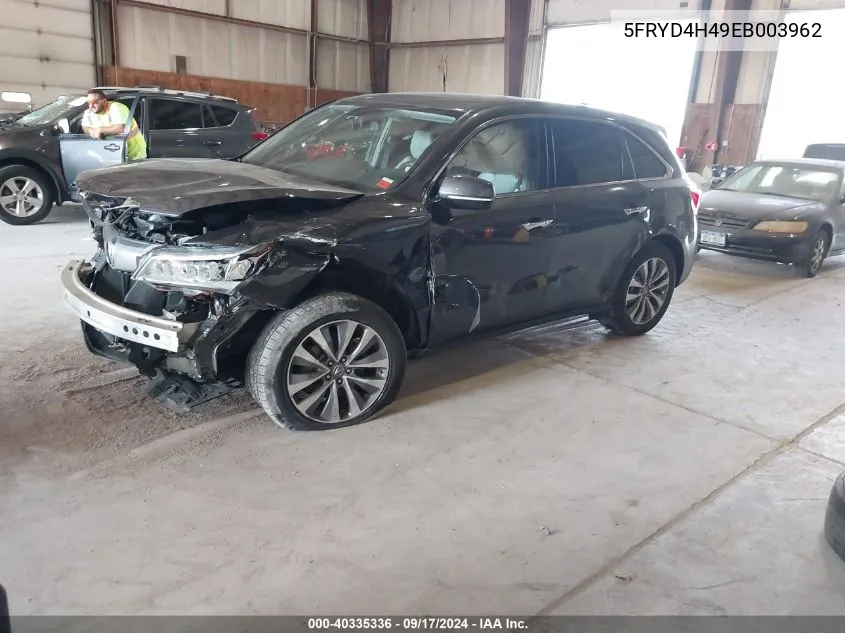 2014 Acura Mdx Technology Package VIN: 5FRYD4H49EB003962 Lot: 40335336