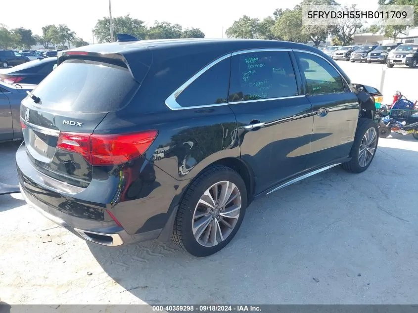 2017 Acura Mdx Technology VIN: 5FRYD3H55HB011709 Lot: 40359298