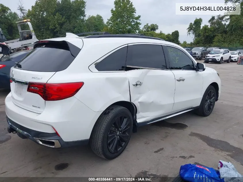 2020 Acura Mdx Standard VIN: 5J8YD4H34LL004828 Lot: 40356441