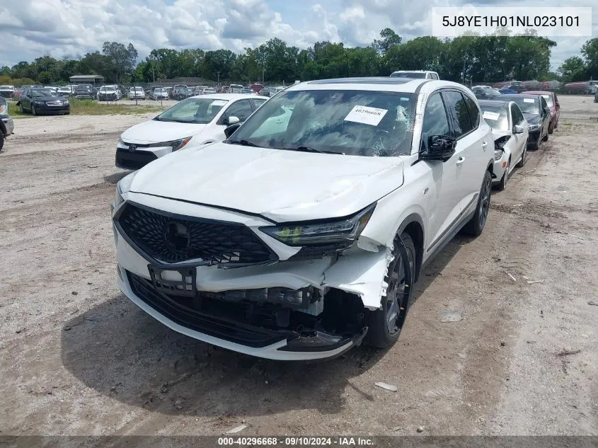 2022 Acura Mdx A-Spec VIN: 5J8YE1H01NL023101 Lot: 40296668