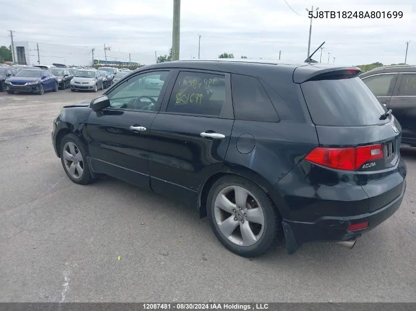 2008 Acura Rdx VIN: 5J8TB18248A801699 Lot: 12087481