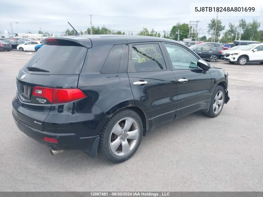 2008 Acura Rdx VIN: 5J8TB18248A801699 Lot: 12087481