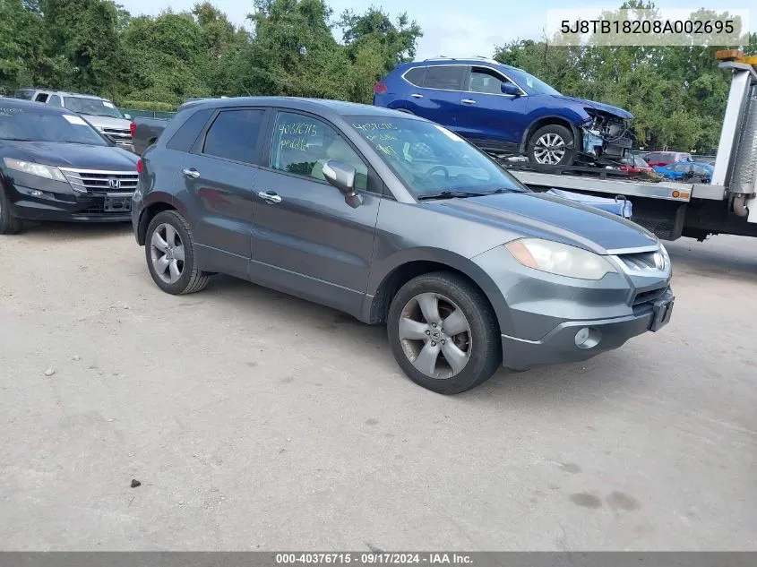 2008 Acura Rdx VIN: 5J8TB18208A002695 Lot: 40376715