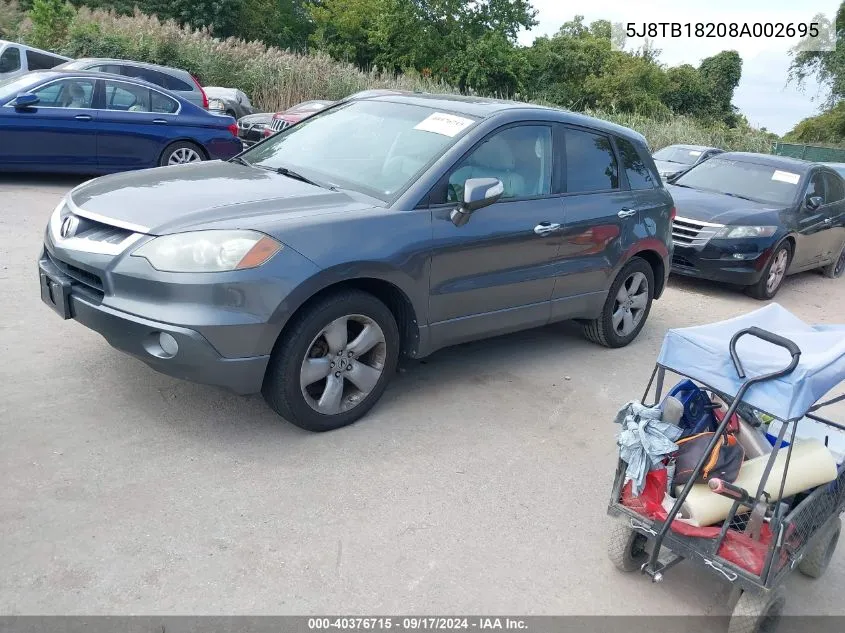 2008 Acura Rdx VIN: 5J8TB18208A002695 Lot: 40376715