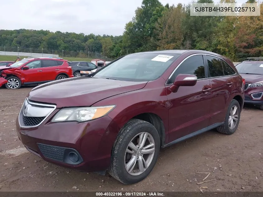 2015 Acura Rdx VIN: 5J8TB4H39FL025713 Lot: 40322196