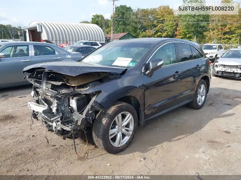 2015 Acura Rdx VIN: 5J8TB4H59FL008220 Lot: 40322902